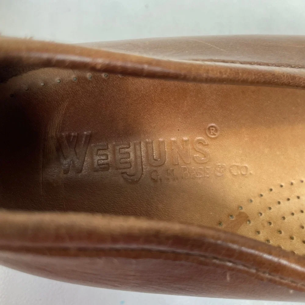 GH Bass Weejuns Mens 6 Brown Leather Braided Strap Moc Toe Loafers Shoes